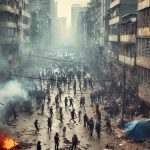 a symbolic image of violence in Dhaka generated by AI