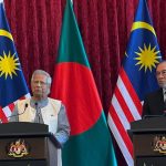 Bangladeshi chief adviser Muhammad Yunus and Malaysian Prime Minister Anwar Ibrahim address a joint press conference after their bilateral meeting in Putrajaya